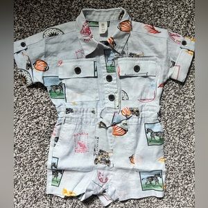 Banana Republic Baby 6-12 Linen “Passport Stamp” Romper
